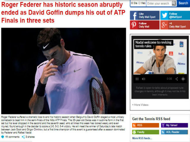 Federer ”vỡ mộng” ATP Finals: Báo chí sốc nặng, gửi lời chia buồn
