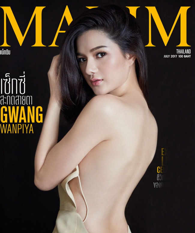 Tương tự các đàn chị, Gwang Wanpiya để lộ toàn bộ tấm lưng trần trên tạp chí Maxim.