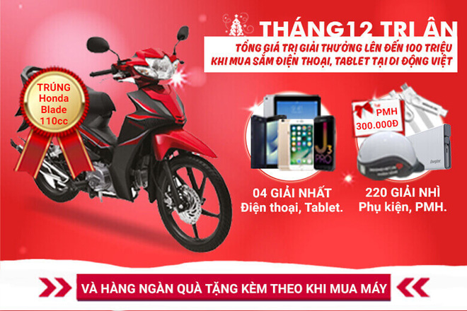 Mua điện thoại, trúng xe Honda Blade 110cc tại Di Động Việt - 1
