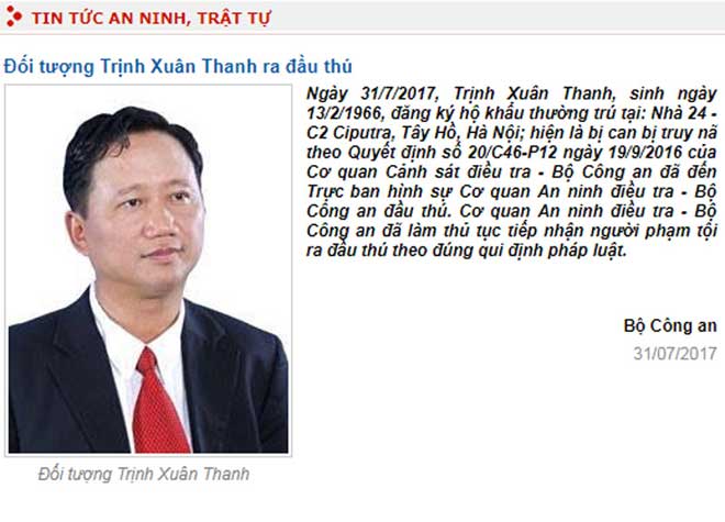 Đầu năm 2018 sẽ xét xử vụ án Trịnh Xuân Thanh - 1