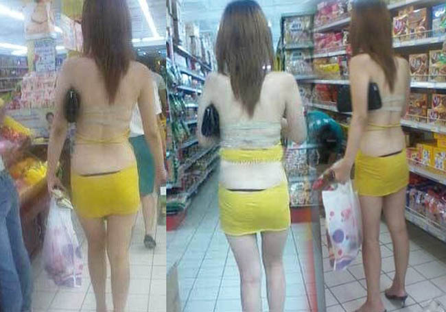 Cô gái người Vũ Hán, Trung Quốc này gây sốc khi mặc thế này đi siêu thị. 