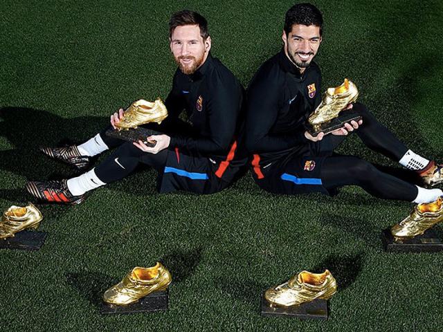 Siêu kinh điển: Barca - Messi – Suarez khoe 6 Giày vàng, Real mừng vì Vua