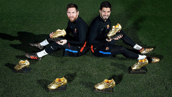 Siêu kinh điển: Barca - Messi – Suarez khoe 6 Giày vàng, Real mừng vì &#34;Vua&#34; - 1
