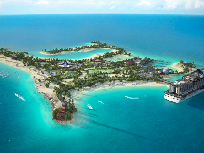 Ocean Cay, Bahamas: Từng là một khu công nghiệp, Ocean Cay đã được chuyển thành đảo tư nhân và khu bảo tồn biển với các hạng mục như bãi biển, quán bar, nhà hàng và trung tâm chăm sóc spa.