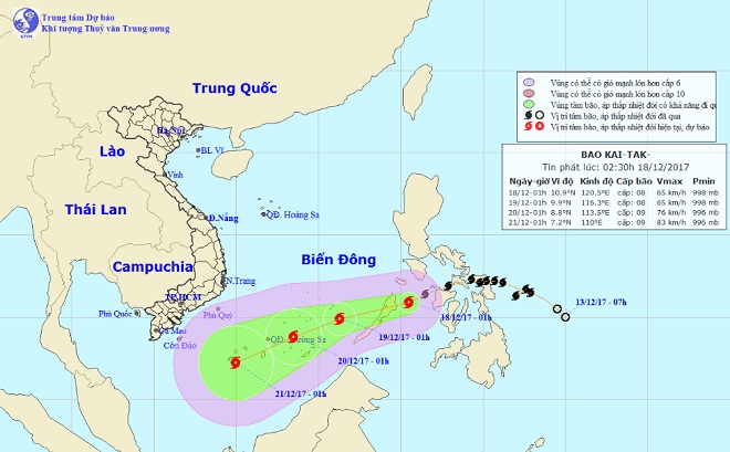Trưa nay, bão Kai-tak giật cấp 10 tiến vào Biển Đông - 1