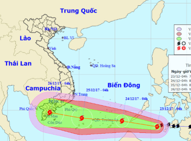 Đêm nay, bão Tembin giật cấp 14 đi vào Biển Đông - 1