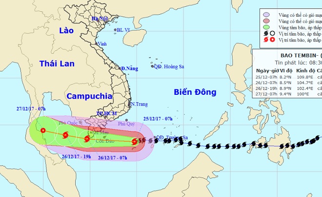 Bản tin bão 10h: Bão Tembin gió giật “điên cuồng” đang tiến về đất liền Tây Nam Bộ - 1