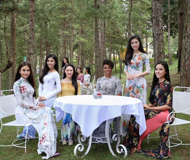 Dàn người đẹp Hoa hậu Hoàn vũ mặc áo dài khoe nét xuân thì - 5