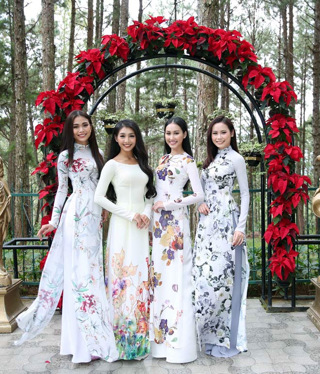 Dàn người đẹp Hoa hậu Hoàn vũ mặc áo dài khoe nét xuân thì - 7