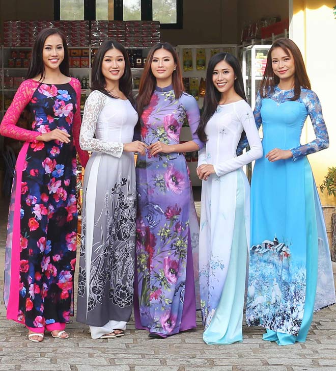Dàn người đẹp Hoa hậu Hoàn vũ mặc áo dài khoe nét xuân thì - 10