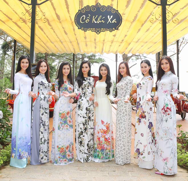 Dàn người đẹp Hoa hậu Hoàn vũ mặc áo dài khoe nét xuân thì - 9