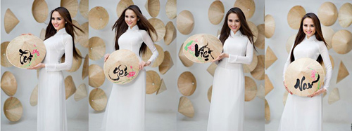 Diễm Hương mặc áo dài, đội nón bài thơ - 7