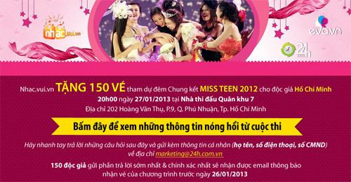 Tặng độc giả 150 vé xem CK Miss Teen 2012 - 1